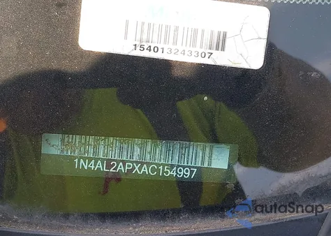 2010 Nissan Altima 2.5 S из США, поврежденный, VIN 1N4AL2APXAC154997